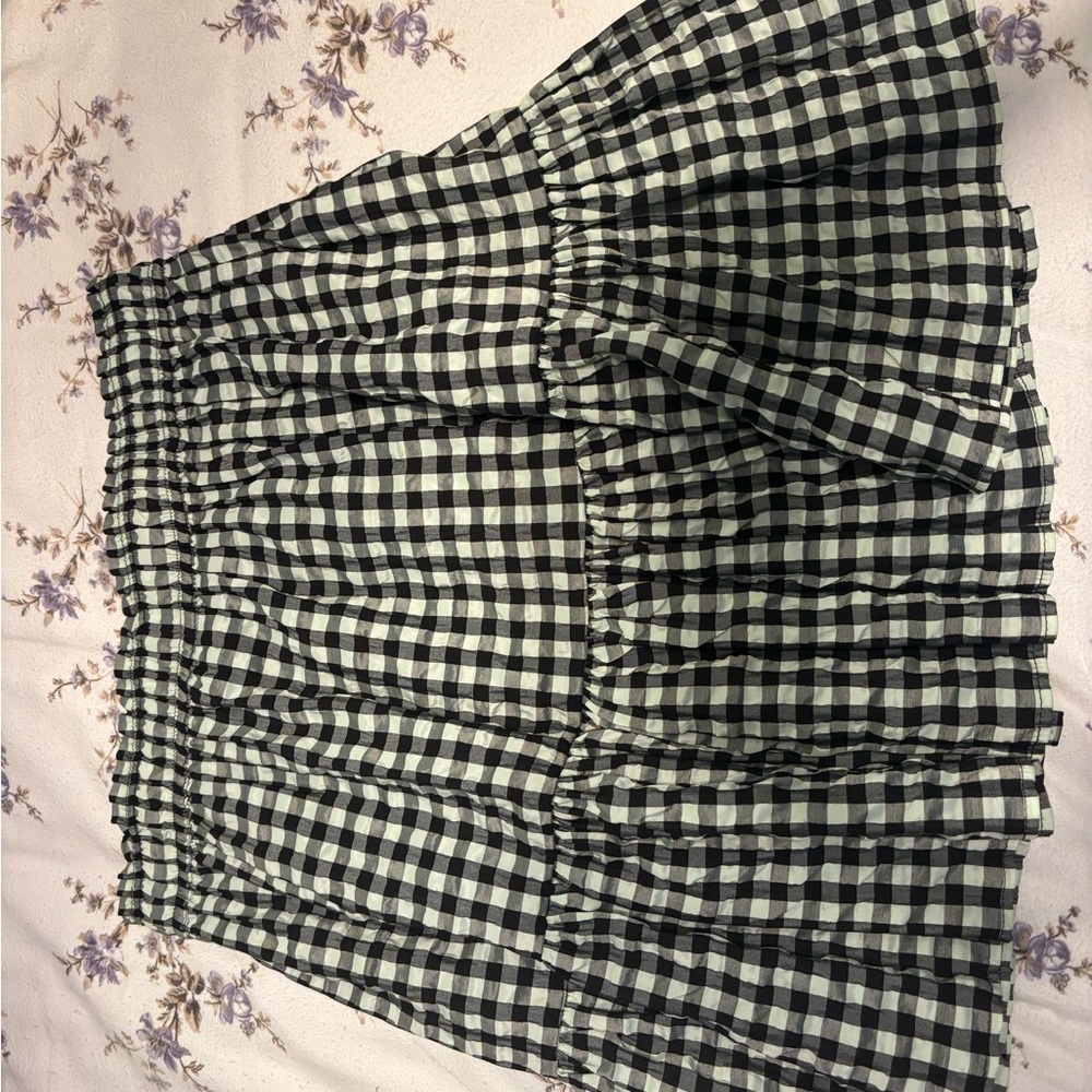 Topshop Black and White Gingham A-Line Skirt